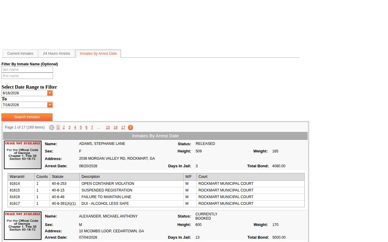 Polk County 72 hour release workaround using arrest date range