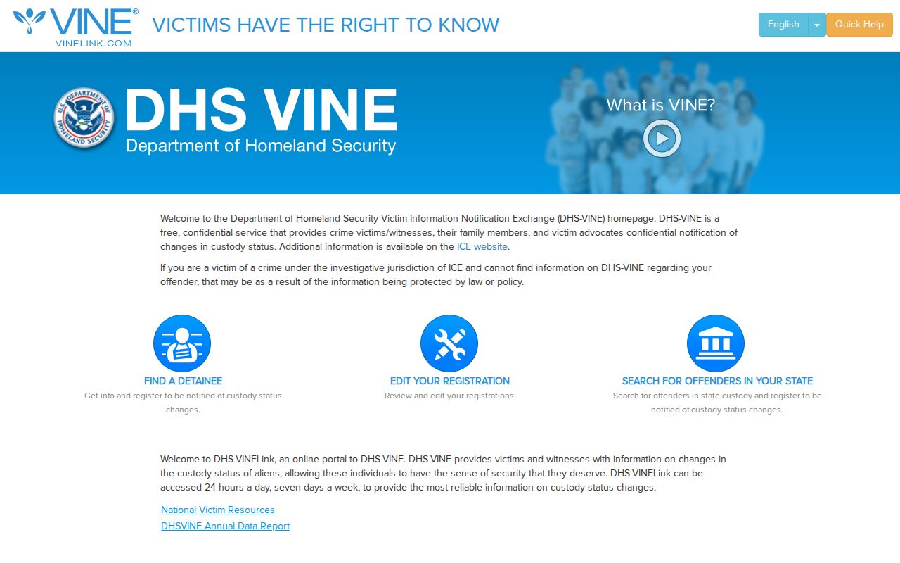 DHS VINE immigration custody and ICE release notification path for Polk County