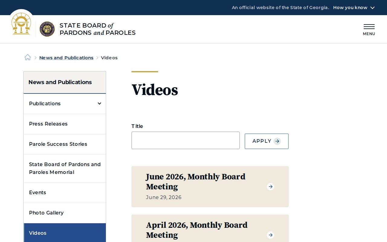 Georgia parole board meeting archive for Polk County parole status